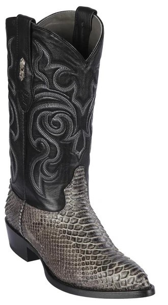 Los Altos Rustic Black Genuine Python Snakeskin J Toe Cowboy Boots 995781