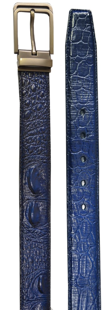 Serpi Royal Blue Hornback Alligator Embossed Genuine Leather Belt B15