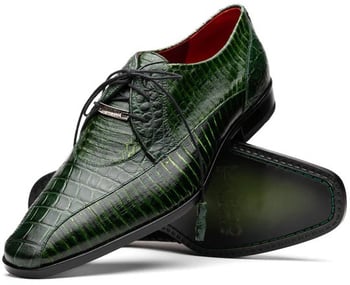 Marco Di Milano "Moncalieri" Green Genuine Alligator And Cobra Skin Dress Shoes