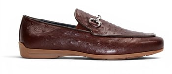 Duca Di Matiste Cortona Marrone Stampa Struzzo Leather Horsebit Loafer