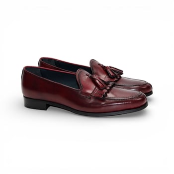 Duca Di Matiste Adam Leather Tassel Loafer Antique Red Made in Italy