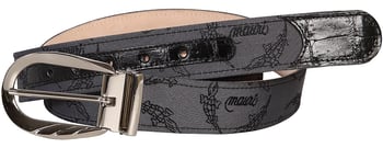 Mauri "0100/35" Grey Trigator Fabric Genuine Baby Crocodile Belt