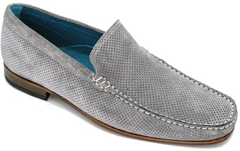 Belvedere "Diego" Metal All-Over Genuine Perforated Suede Slip-on Moccasins
