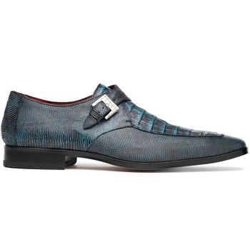 Marco Di Milano "Toluca" Blue / Black Genuine Caiman Crocodile And Lizard Dress Shoes