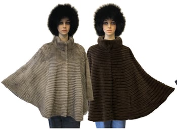 Winter Fur Ladies Genuine Mink With Stripes Cape H02.