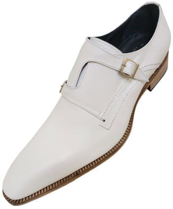 Duca 2020 White Italian Calfskin Criss-Cross Double Monk Strap Shoes