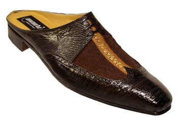 Mauri  "4491" Dark Brown / Light Brown Genuine Stingray / Tejus Lizard Half Shoes