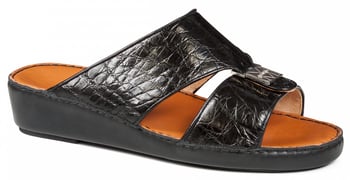 Mauri "1833/2" Black Genuine Crocodile Flanks Platform Sandals.