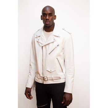 G-Gator 1051 White Genuine Lambskin Baseball Varsity Bomber Jacket