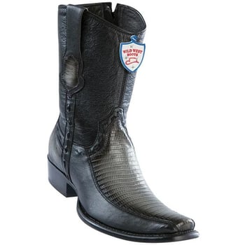 Wild West Faded Gray Genuine Teju Lizard With Deer Dubai Toe Cowboy Boots 279BF0738