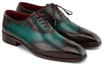 Paul Parkman AL3257SJ Brown & Green Patina Genuine Leather Wingtip Oxford Shoes