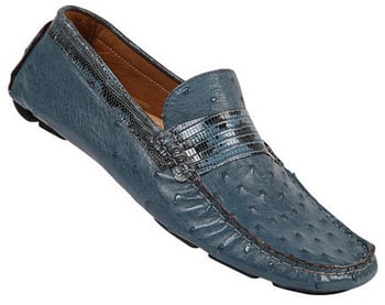 Mauri 9125/1 Blue Genuine Ostrich / Lizard Maculated Shoes