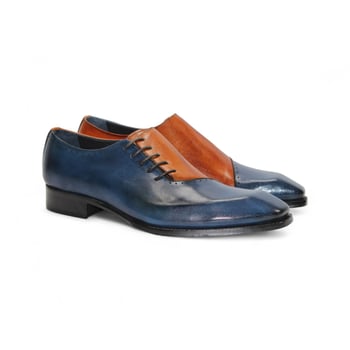 Duca Di Matiste Veroli Navy / Brandy Genuine Italian Calf Crocodile Oxford Shoes