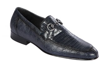 Lombardy Navy Blue Genuine Lizard Skin Horsebit Loafer Shoes ZLD010710.