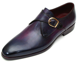 Paul Parkman DW754T Purple Genuine Calfskin Leather Single Monkstrap Shoes