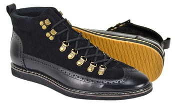 Giovanni "Nelson" Black Calfskin Leather / Suede Wingtip Sneaker Boots