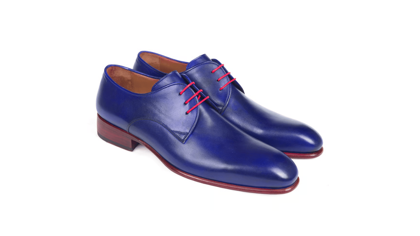 blue calfskin derby shoes