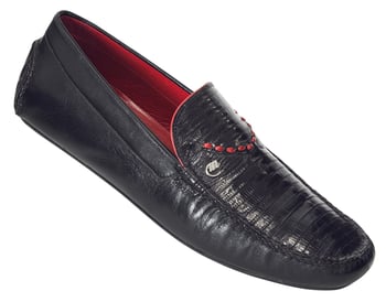 Mauri 3104 Black Genuine Nappa / Lizard Dress Casual Loafer Shoes