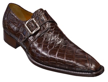 Mauri 53154 Brown Genuine All-Over Alligator Skin Loafer Shoes With Monk Straps