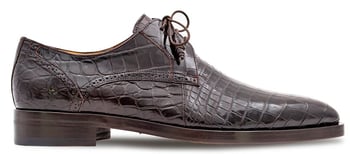Mezlan EX4967-J Brown Genuine Alligator Lace-Up Derby Shoes Handmade.