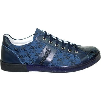 Mauri 3991 Wonder Blue Men's All-Over Ostrich Leather Lace-Up Dress Shoes with Mauri Buckle