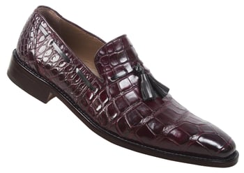 Mauri 1034 Burgundy Genuine Baby Alligator Hand Painted Shoes.