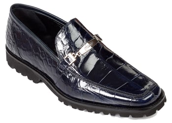 Mauri 4692 Wonder Blue Genuine All Over Alligator With Bracelet Loafer Shoes.