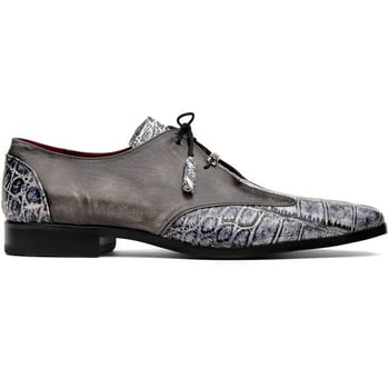 Marco Di Milano ''Anzio'' Newspaper / Grey Genuine Alligator and Calfskin Dress Shoes