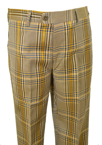 Cielo Butterscotch / Beige / Black Plaid Flat Front Slim Fit Dress Pants P3553