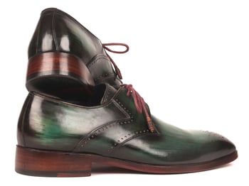 Paul Parkman Green Genuine Leather Medallion Toe Derby Shoes 6584-GRN