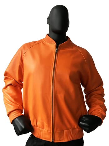 G-Gator Orange Genuine Lambskin Varsity Baseball Bomber Jacket 1051.