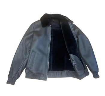 G-Gator 5200 Black Sheepskin Jacket Mink Collar Leather Cuffs Outerwear