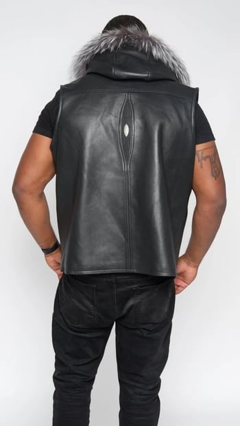 G-Gator Genuine Stingray / Lambskin Vest With Silver Fox Hood 910H.