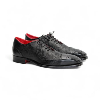 Emilio Franco Bosco Black Deerskin Oxford Shoes Handmade Italian Leather