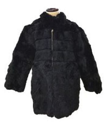 Winter Fur Kids' Black Genuine Rex Rabbit Stroller K08Q01BK.