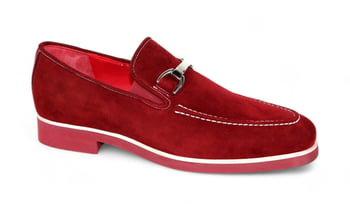 Emilio Franco "Nino II" Burgundy Genuine Italian Suede Leather With Bracelet Loafers.