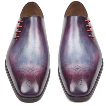 Paul Parkman ''901F89" Purple  Genuine Calfskin Leather Side Lace Plain Toe Shoes.