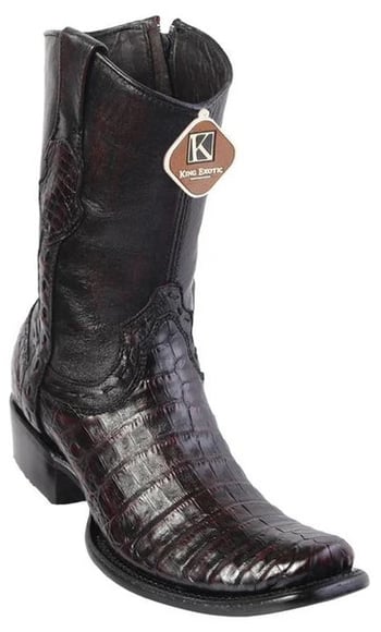 King Exotic Black Cherry Genuine Caiman Belly Dubai Square Toe Cowboy Boots 479B8218