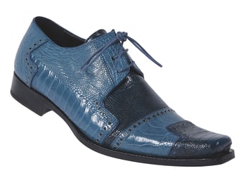 Mauri "Renaissance" 44182 Wonder Blue / Jeans All-Over Genuine Ostrich Leg Skin Shoes