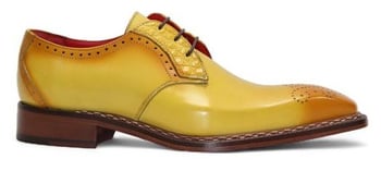 Fennix Italy Tyler Yellow Genuine Alligator Leather Derby Shoes