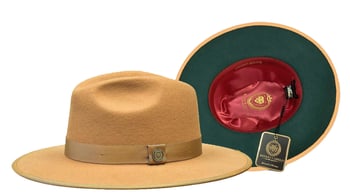 Bruno Capelo Acron / Dark Green Bottom Australian Wool Fedora Dress Hat MO-212.