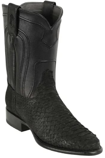 Los Altos Black Genuine Python Round Roper Toe Cowboy Boots 69N5705