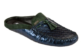 Mauri 3480 Green / Blue Genuine Homer Fabric / Suede Half Shoes.