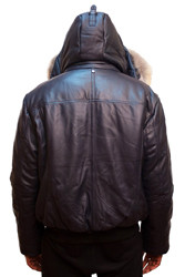 G-Gator Blue Genuine Lambskin Bomber Jacket With Fur Hood 2920.