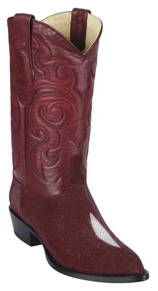 Los Altos Burgundy Genuine Single Stone Stingray J Toe Cowboy Boots 991206