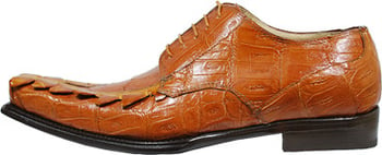 Mauri 44176 Cognac Genuine Hornback Crocodile Tail / Baby Crocodile Shoes