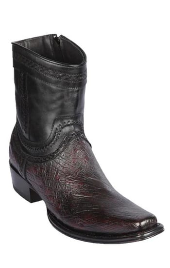 Los Altos Faded Burgundy Genuine Teju Lizard Leather European Square Toe Low Shaftt Cowboy Boots 76B0743