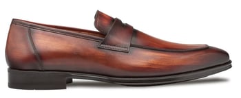 Mezlan Avenue 20910 Men's Cognac Rust Calfskin Penny Loafers.