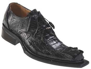 Mauri  "Friday" 44205 Black Genuine Hornback Crocodile Tail / Baby Crocodile Shoes