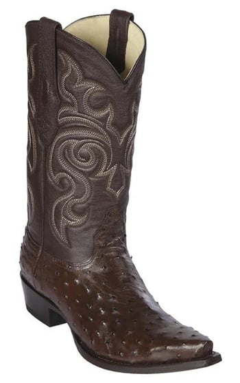 Los Altos Brown Genuine Full Quill Ostrich Snip Toe Cowboy Boots 940307